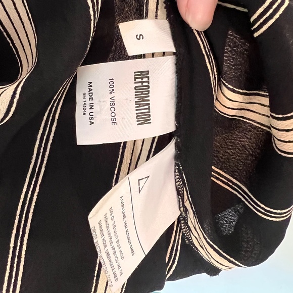 Reformation Black Cream Stripe Mini Dress - Picture 6 of 6